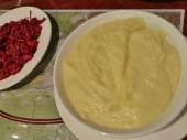 Tashmujabi (cheesy mashed potatoes) and Beetroot Salad